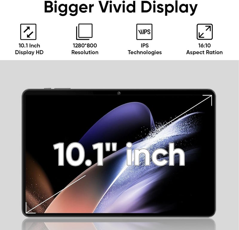 aiprotablet تابلت 10 بوصة أندرويد 15، 12 جيجابايت رام 64 جيجابايت روم 1 تيرابايت قابل للتوسيع، معالج رباعي النواة، شاشة تعمل باللمس LCD 1280x800، واي فاي 5، كاميرا مزدوجة، بلوتوث 5.0، بطارية 6000 مللي أمبير (أزرق) - Image 4